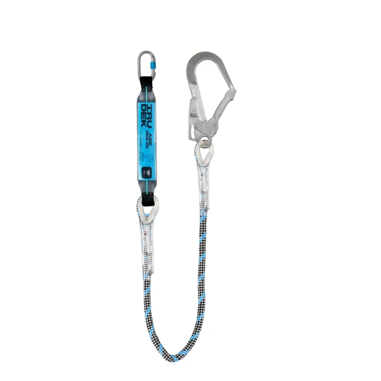 Amortyzator bezpieczeństwa ABE 362‑SE – absorber energii do pracy poziomej, lina z ochroną na ostre krawędzie, hak 50 mm, EN355/EN362 VG11