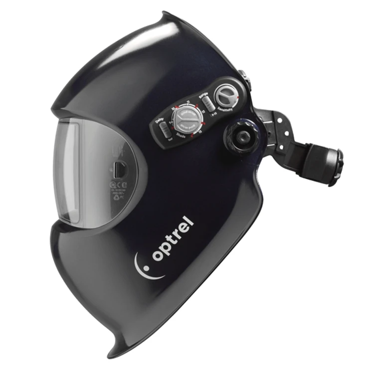 Automatyczna przyłbica spawalnicza e684(z uniwersalnym adapterem do hełmu ochronnego) ze zmiennym zaciemnieniem 4 / 5–13, funkcją Autopilot i trybem manualnym, wizjerem HD (1/1/1/1), funkcją zmierzchu, rozpoznawaniem kolorów, regulacją czułości
