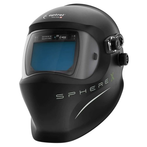 Sphere X quattro czarny - hełm spawalniczy z regulowanym zaciemnieniem 3/5–13 i funkcją ShadeTronic®, trybem manualnym, obrazem w jakości HD z najlepszą klasą zależności kąta widzenia, opóźnieniem rozjaśnienia dzięki funkcji FadeTronic