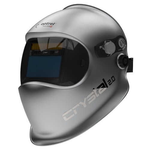 Crystal 2.0 Silver – automatyczna przyłbica spawalnicza ze zmiennym zaciemnieniem 2.0 / 4–12, technologią CLT (Crystal Lens Technology) i srebrną, odbijającą ciepło powłoką. Wyposażona w funkcje: Shadetronic, Fadetronic