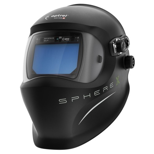 Sphere X clt czarny - hełm spawalniczy z regulowanym zaciemnieniem 2/5–12 i funkcją ShadeTronic®, trybem manualnym, technologią CLT (Crystal Lens Technology), opóźnieniem otwarcia z funkcją FadeTronic