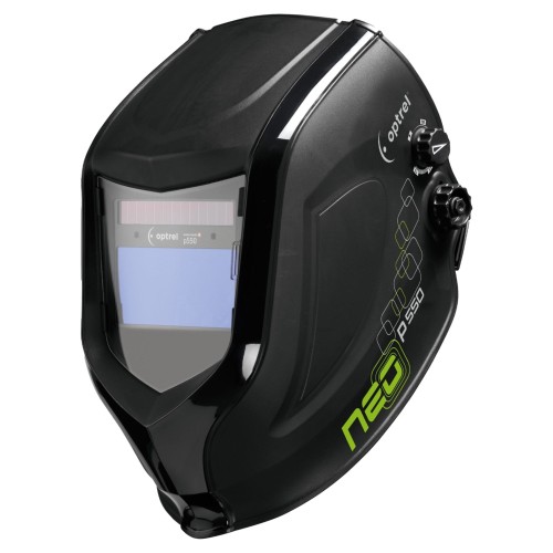 Neo P550 – z uniwersalnym adapterem do hełmu ochronnego: Przyłbica spawalnicza(czarna) z regulowanym stopniem zaciemnienia 4/9–13, opóźnieniem rozjaśnienia, funkcją rzeczywistego odwzorowania kolorów, regulacją czułości oraz trybem szlifowania