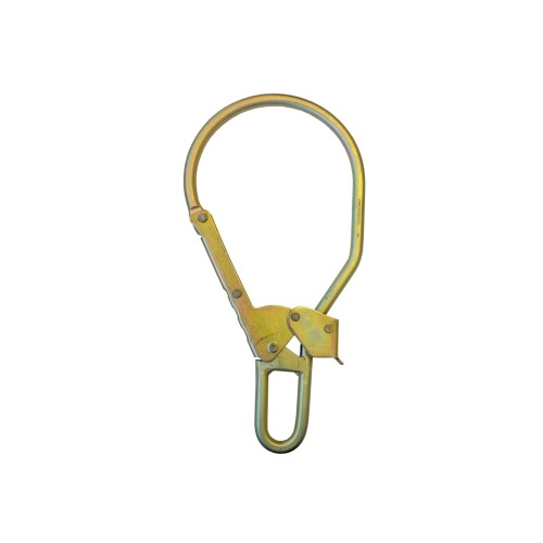 Stalowy hak asekuracyjny STEELSAFE 987 – duży łącznik z automatycznym zamknięciem Due‑Lock, EN 362, otwarcie 85 mm