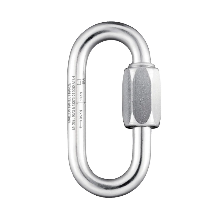 Stalowy maillon owalny MAILLON OVAL LINK – symetryczny łącznik z zamknięciem gwintowanym Screw‑Lock, EN 362, rozmiar M