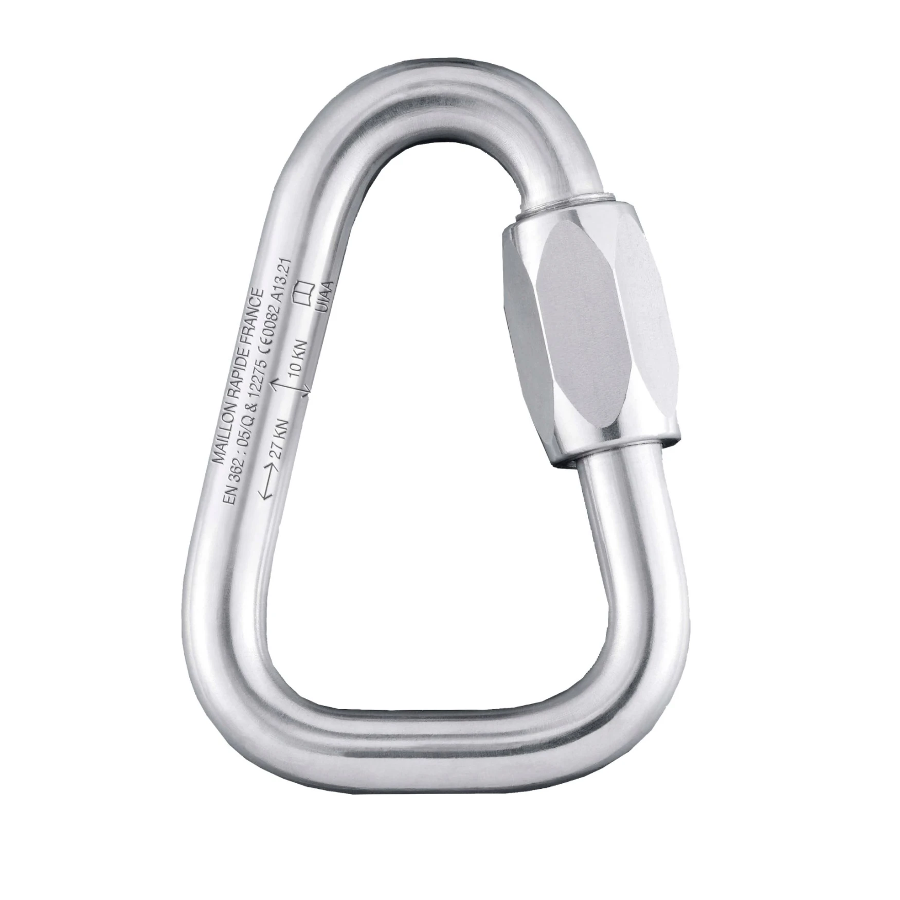 Stalowy maillon trójkątny MAILLON DELTA LINK – symetryczny łącznik z zamknięciem gwintowanym Screw‑Lock, EN 362, rozmiar S