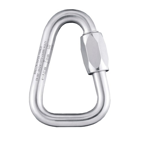 Stalowy maillon trójkątny MAILLON DELTA LINK – symetryczny łącznik z zamknięciem gwintowanym Screw‑Lock, EN 362, rozmiar M