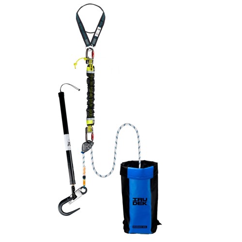 Zestaw ratowniczo‑ewakuacyjny RK2 RESCUE KIT – ewakuacja poszkodowanego po upadku z użyciem tyczki Rescue PERT, lina 30 m, EN 12841‑C / EN 795