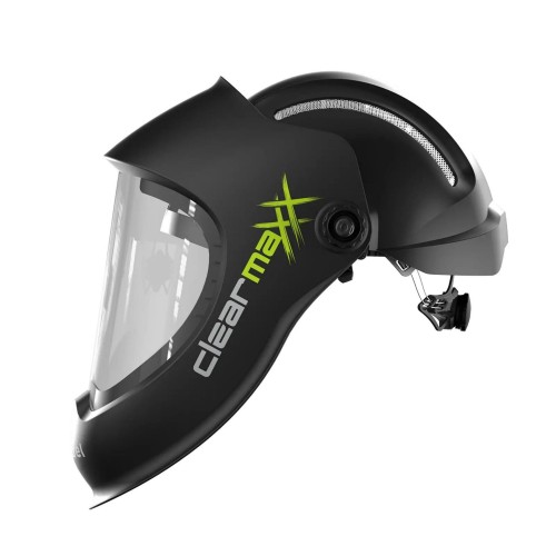 Clearmaxx z przemysłowym hełmem ochronnym, blokadą pozycji (Position Locker) i nagłowiem Optrel IsoFit® X, czarny – Clearmaxx czarny – hełm szlifierski, wyjątkowo lekki, z dużym oknem widokowym