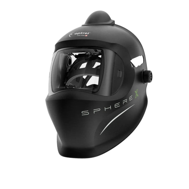 Skorupa hełmu PAPR (e3000X) Sphere X – czarna: skorupa hełmu PAPR bez ADF, wygodne rozprowadzenie powietrza, kanał powietrzny (e3000X), nagłówek IsoFit® X, przednia osłona soczewki i uszczelka twarzy
