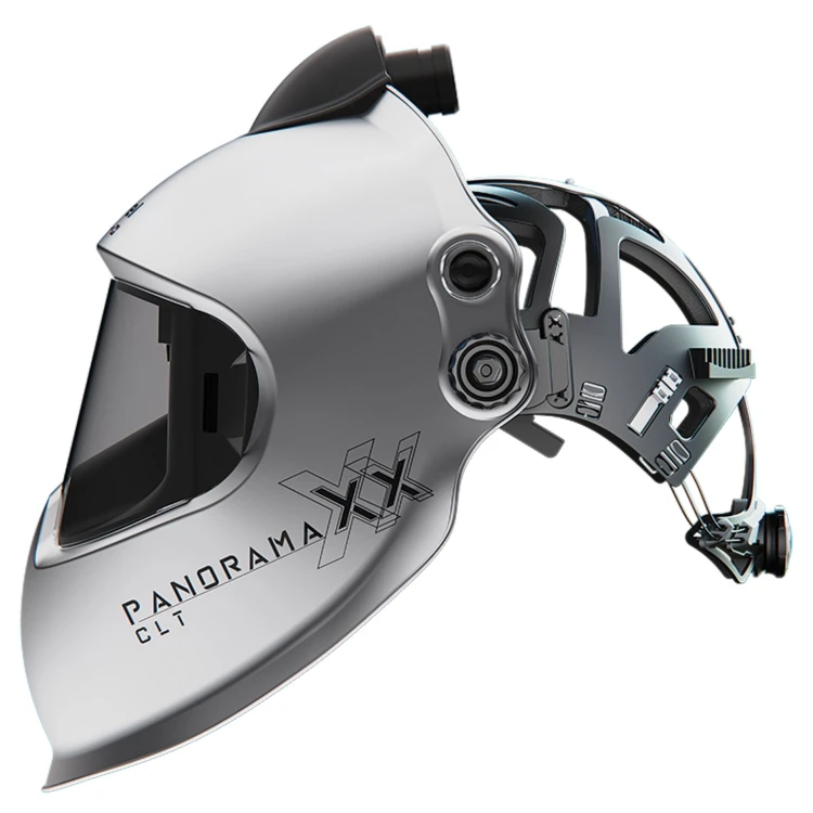 Panoramaxx CLT(srebrny) – Hełm spawalniczy (e3000/X) z dopływem świeżego powietrza, z technologią Crystal Lens i kolorowym, realistycznym panoramicznym widokiem, zmiennym poziomem zaciemnienia ShadeTronic®