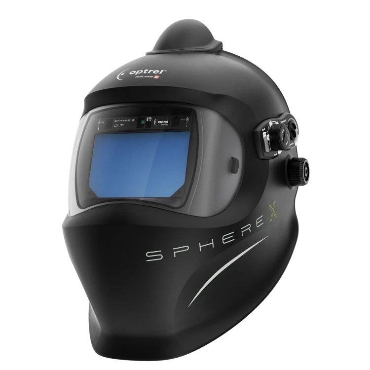 Sphere X clt pure air czarny -  hełm spawalniczy PAPR (e3000X) z regulowanym zaciemnieniem 2/5–12 i funkcją ShadeTronic®, trybem manualnym, technologią CLT (Crystal Lens Technology), opóźnieniem otwarcia z funkcją FadeTronic