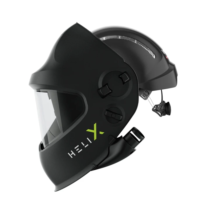 Przyłbica spawalnicza Helix Pure Air 2.5 Black
 - Slide-Up (e3000/X) z przemysłowym hełmem ochronnym, zaciemnieniem ShadeTronic®
