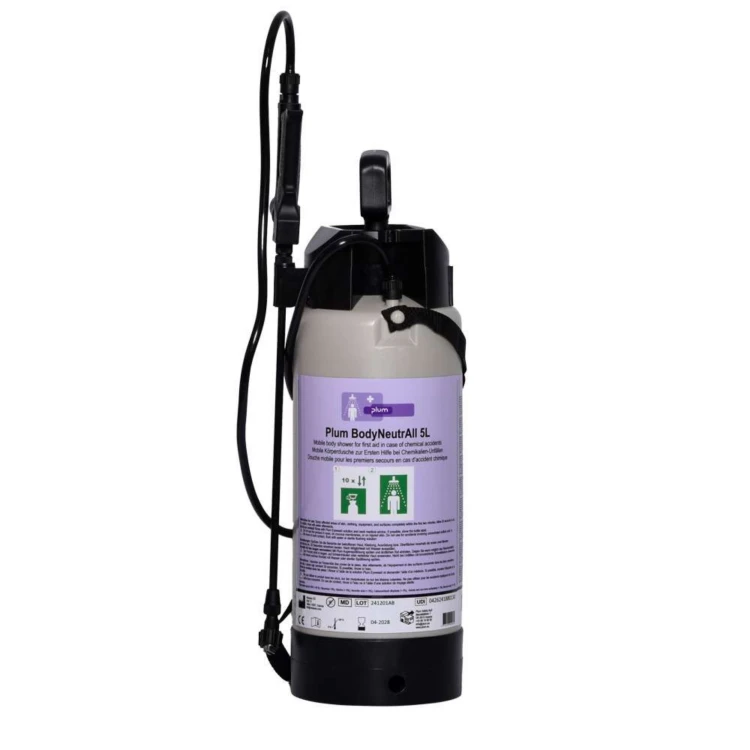 PLUM BodyNeutrAll – mobilny prysznic dekontaminacyjny do ciała, neutralizacja kwasów i zasad, 5 l