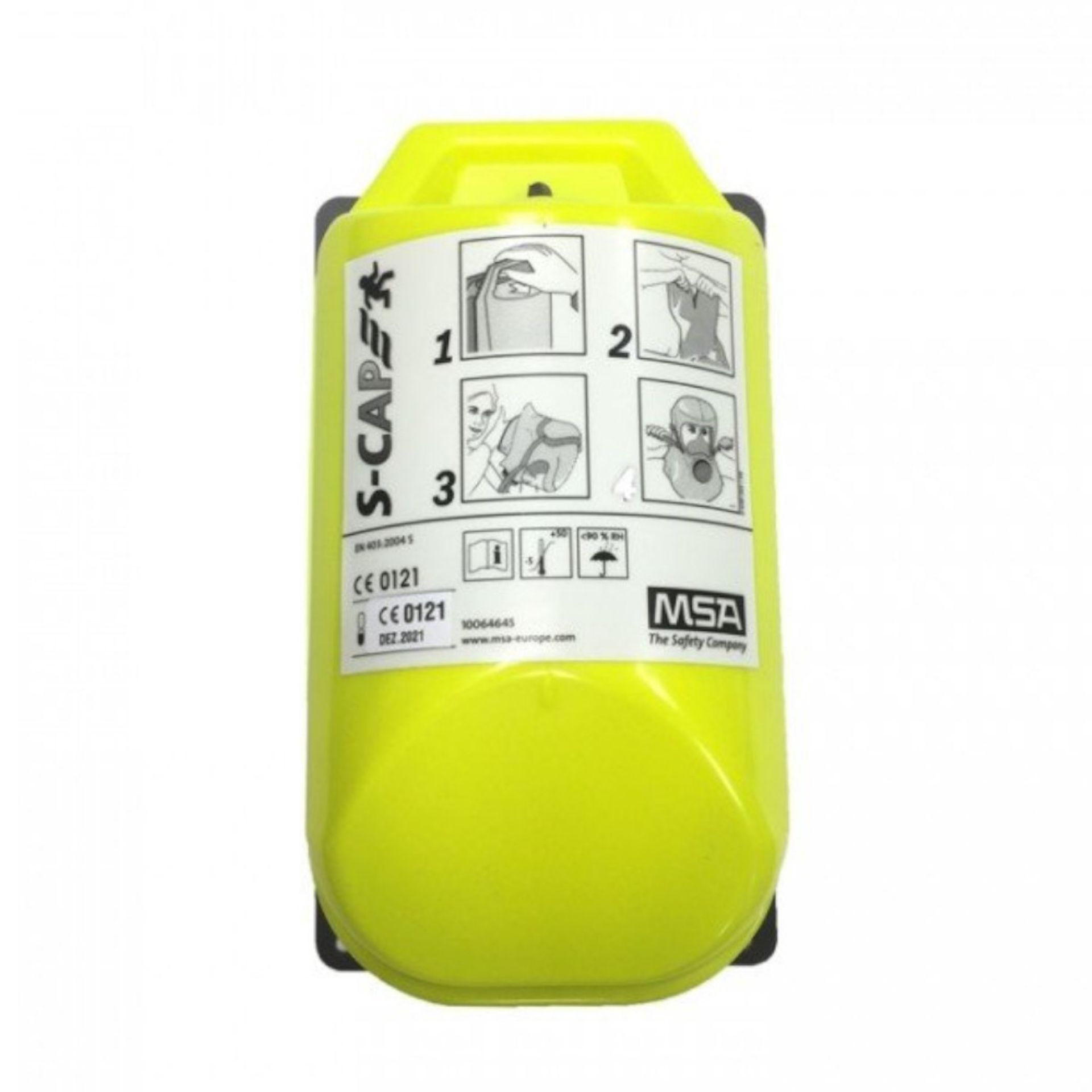 Kaptur ucieczkowy MSA S‑CAP 10064645 – przemysłowy kaptur ewakuacyjny w kasecie ściennej (wall box)