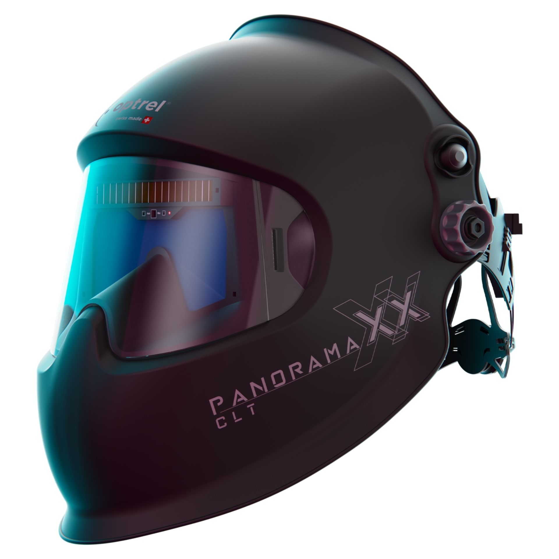 Panoramaxx CLT – Przyłbica spawalnicza z technologią Crystal Lens i kolorowym, realistycznym panoramicznym widokiem, zmiennym poziomem zaciemnienia ShadeTronic®