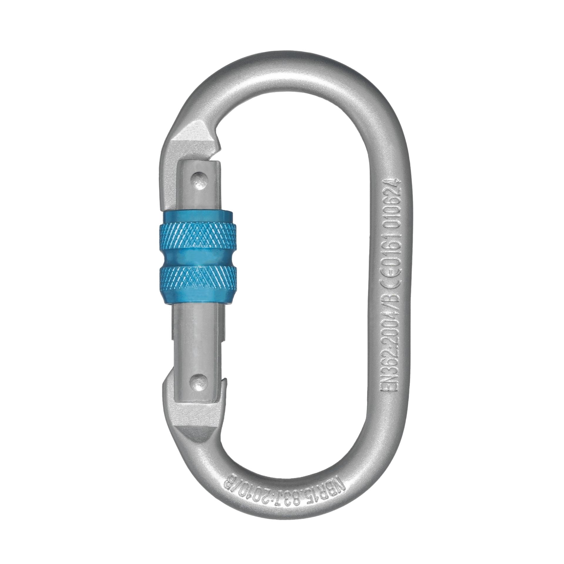 Stalowy karabińczyk asekuracyjny STEELSAFE 981 – łącznik z zamknięciem gwintowanym Screw‑Lock, EN 362, otwarcie 18 mm