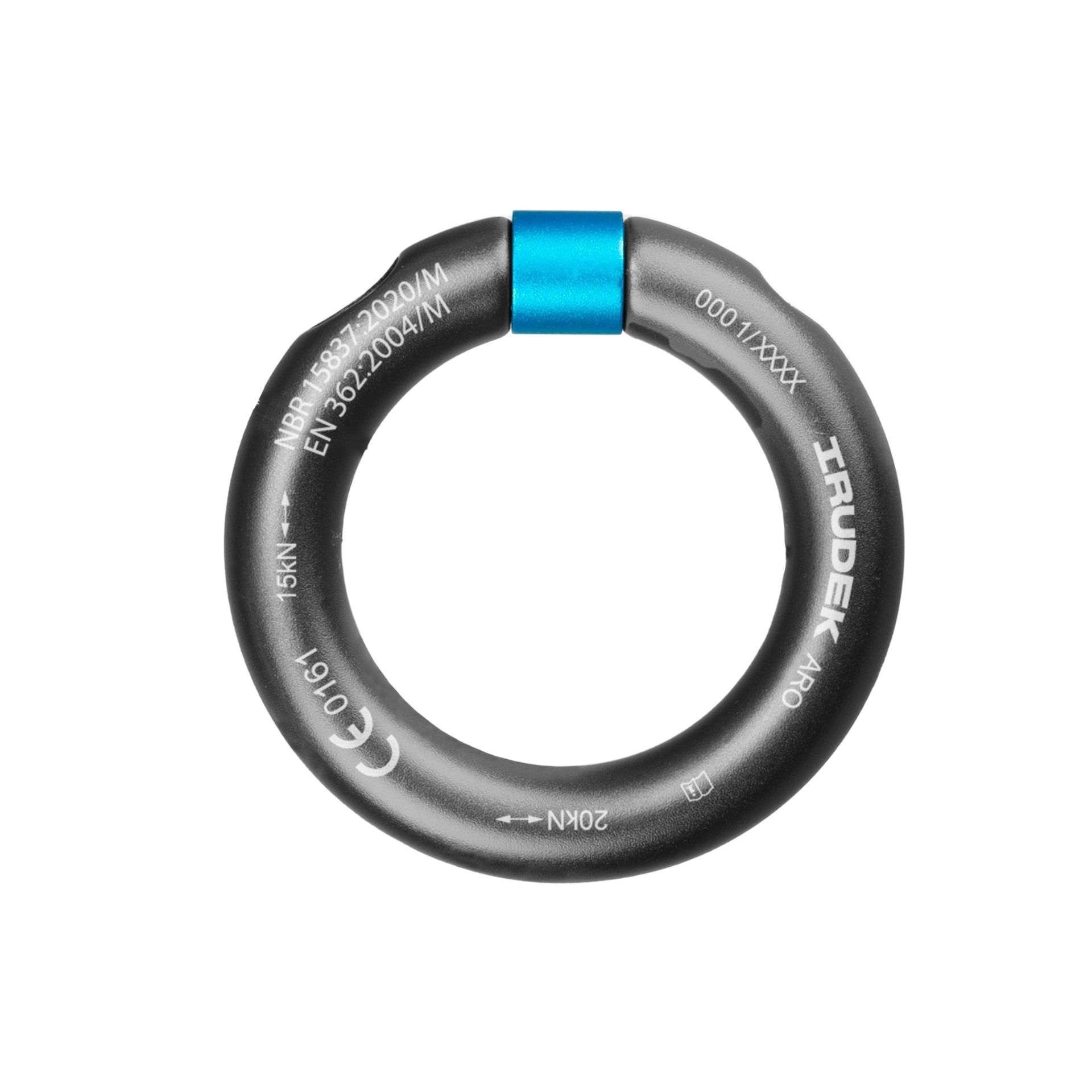 Aluminiowy karabińczyk półstały ARO – okrągły łącznik z zamknięciem gwintowanym Screw‑Lock, EN 362, wysoka stabilizacja obciążenia