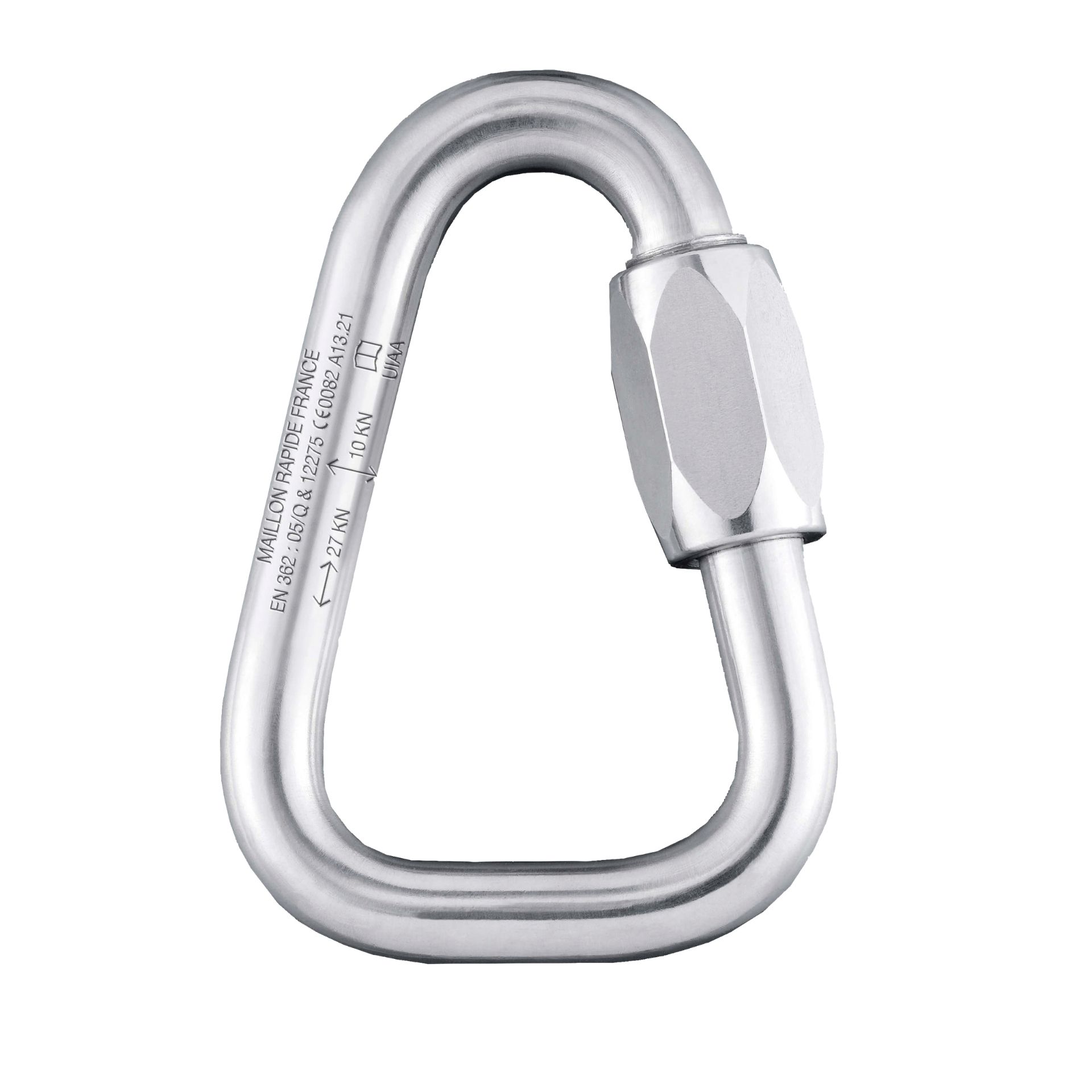 Stalowy maillon trójkątny MAILLON DELTA LINK – symetryczny łącznik z zamknięciem gwintowanym Screw‑Lock, EN 362, rozmiar M