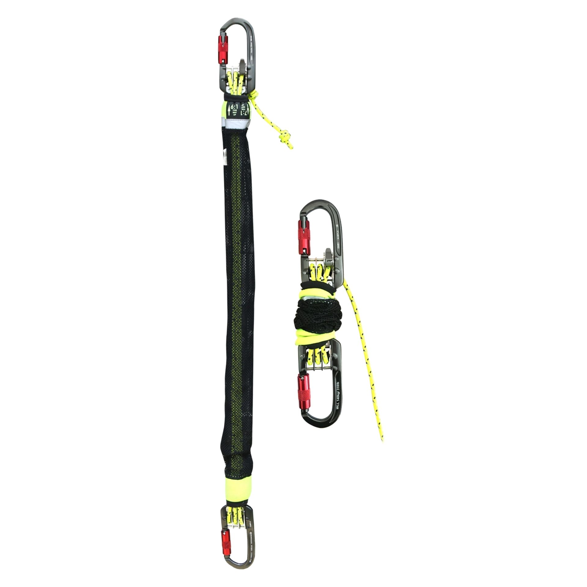 System wyciągowy HAULERBINER 6:1 / 7:1 – kompaktowy system ratowniczy, długość 300 cm, EN 12278 / EN 567