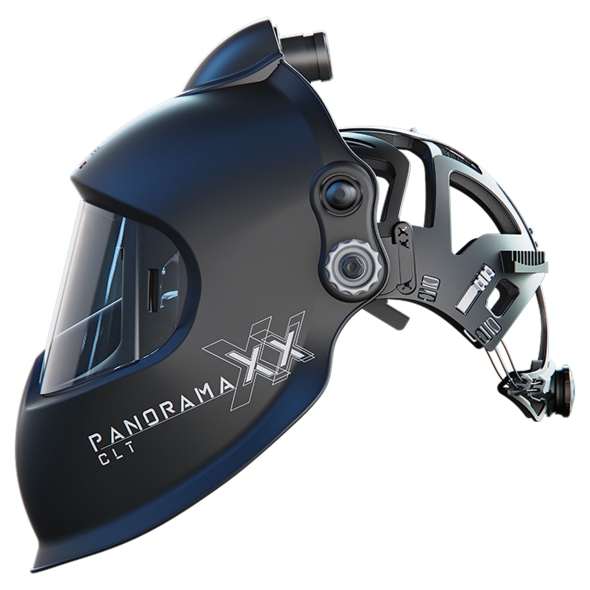 Panoramaxx CLT(czarny) – Hełm spawalniczy (e3000/X) z dopływem świeżego powietrza, z technologią Crystal Lens i kolorowym, realistycznym panoramicznym widokiem, zmiennym poziomem zaciemnienia ShadeTronic®