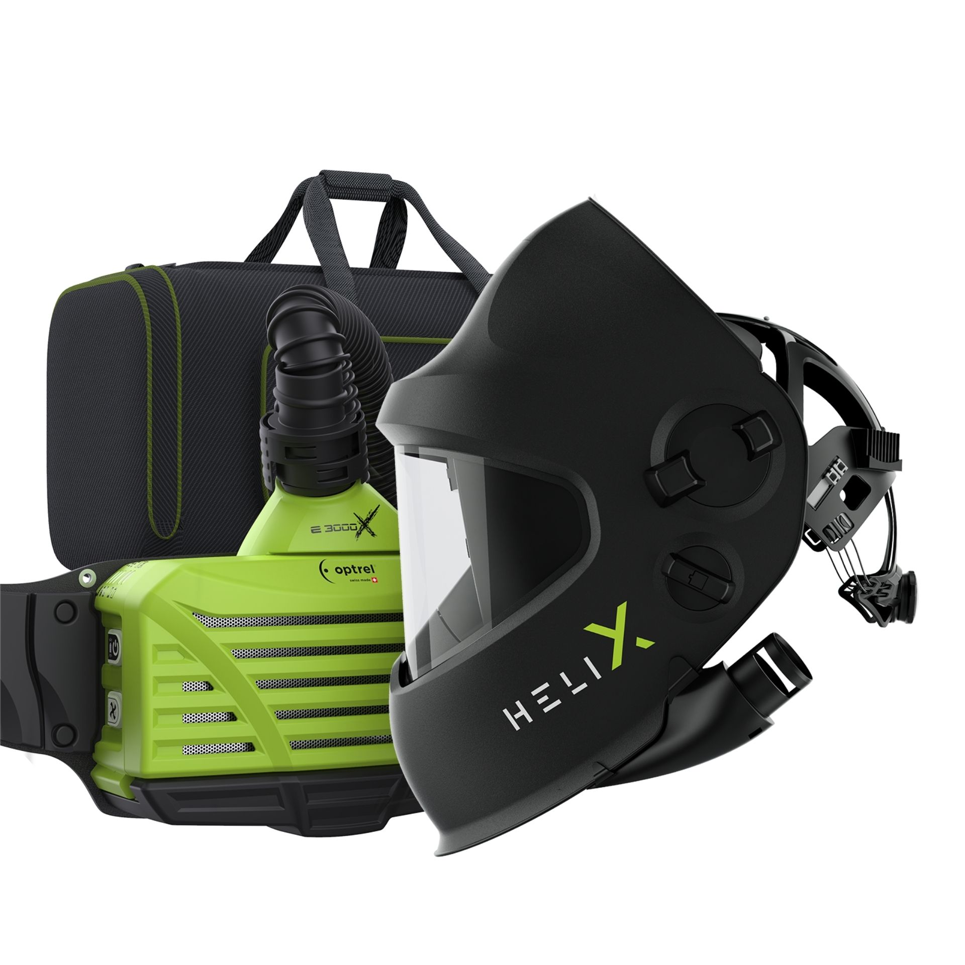 Kompletny zestaw z przyłbicą Helix Pure Air CLT Slide-Up (bez hełmu ochronnego) i systemem nadmuchu e3000X (ATEX)