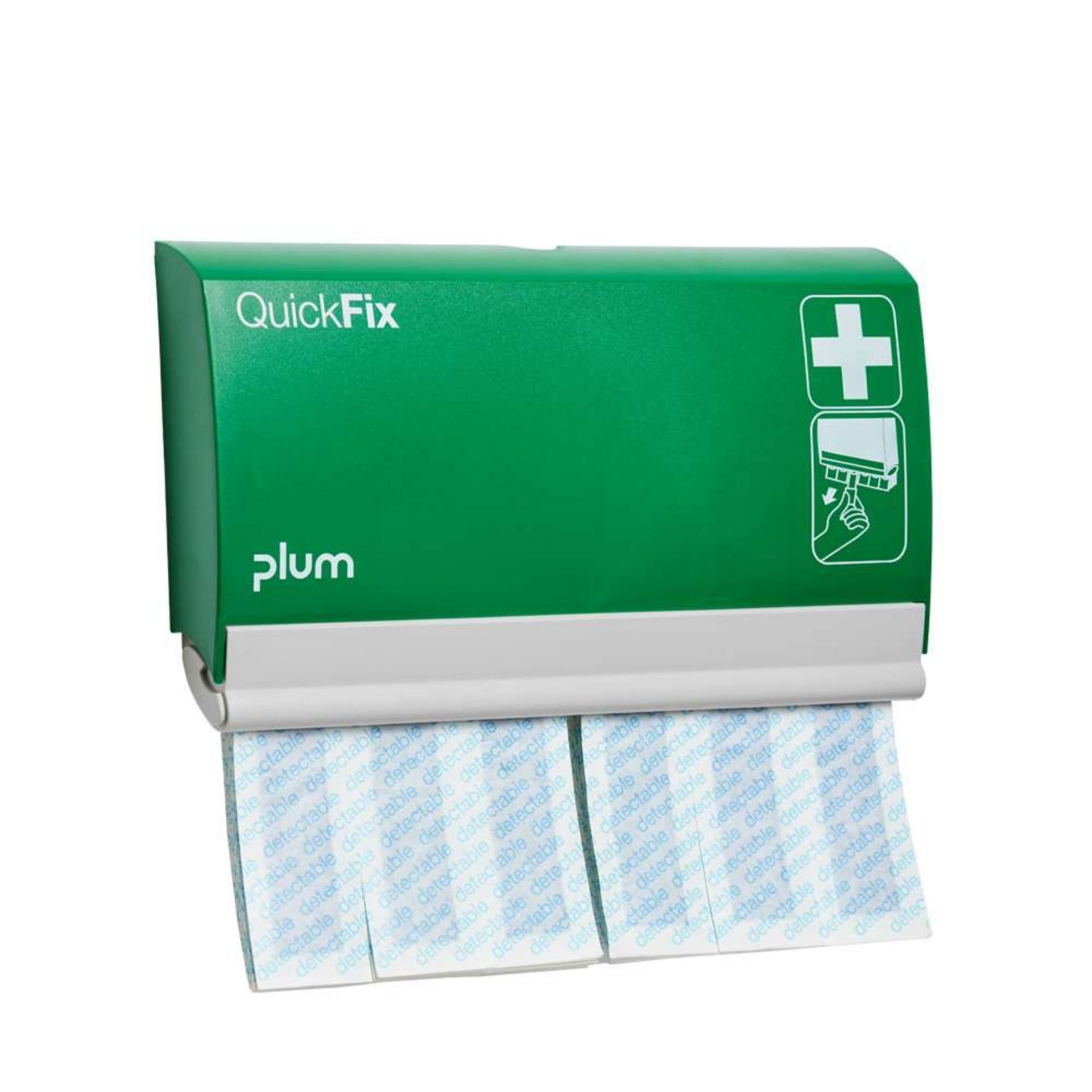 Dozownik na plastry PLUM QuickFix – 2 × 30 plastrów Detectable Long (wykrywalne)