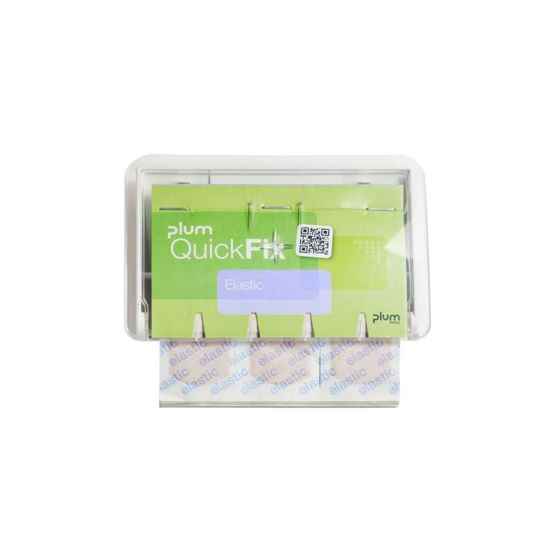 Dozownik na plastry PLUM QuickFix UNO – transparentny, 45 plastrów elastycznych
